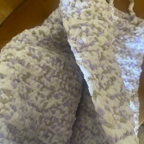 Handmade chenille boho hobo slouch satchel shoulder tote bag purple and white - Picture 6 of 9